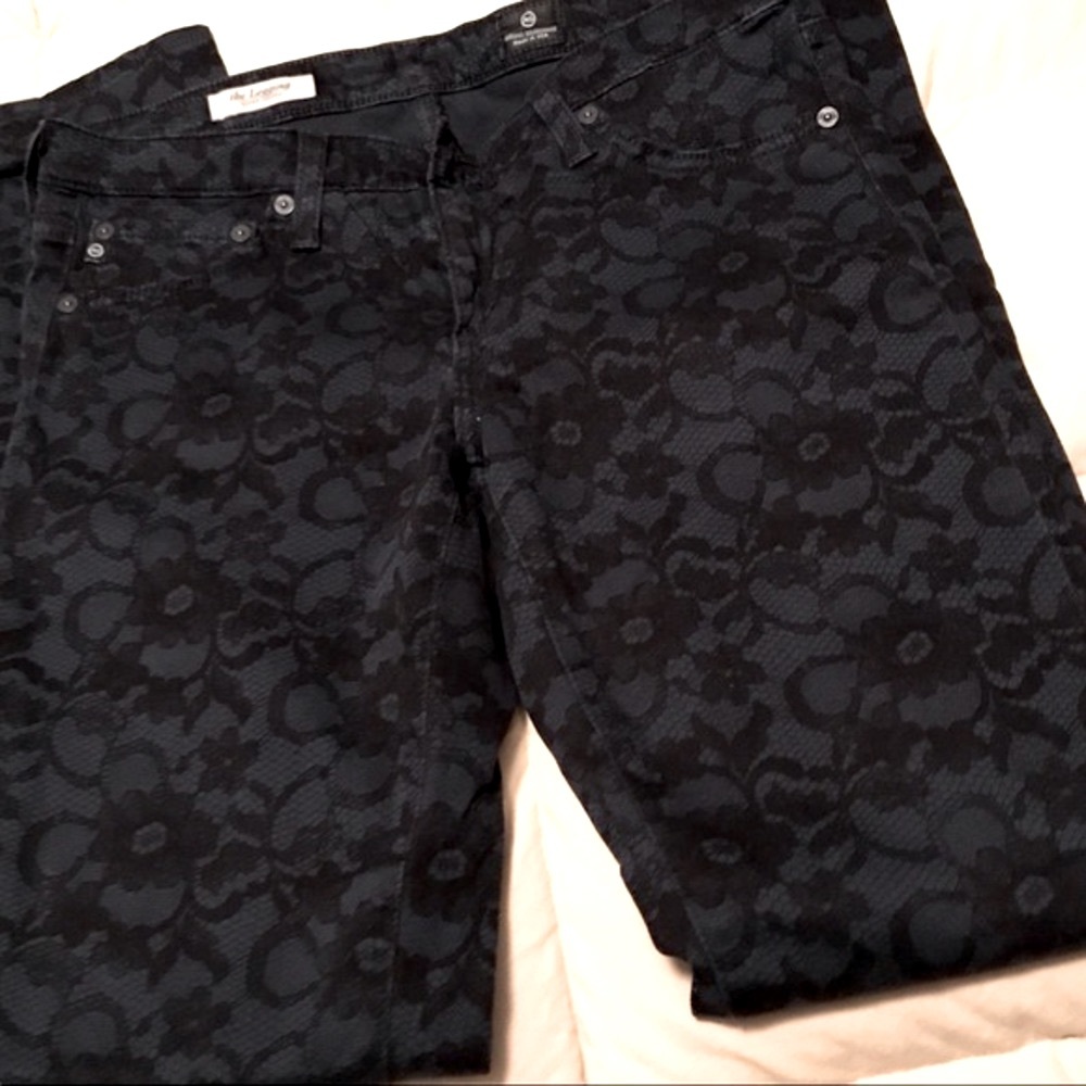 AG Adriano Goldschmied The Legging Havana Black/Blue Denim Jeans Sz 28